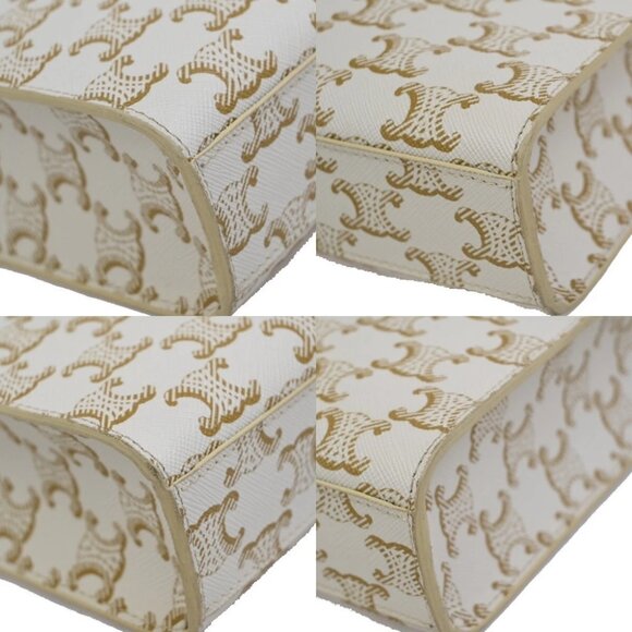 CELINE Mini Vertical Cabas 2Way Hand Bag Triomphe Canvas Leather WE BN - Picture 7 of 11